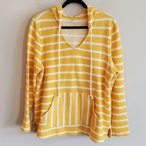 Old Navy Yellow Striped Baja Hooded Sweatshirt